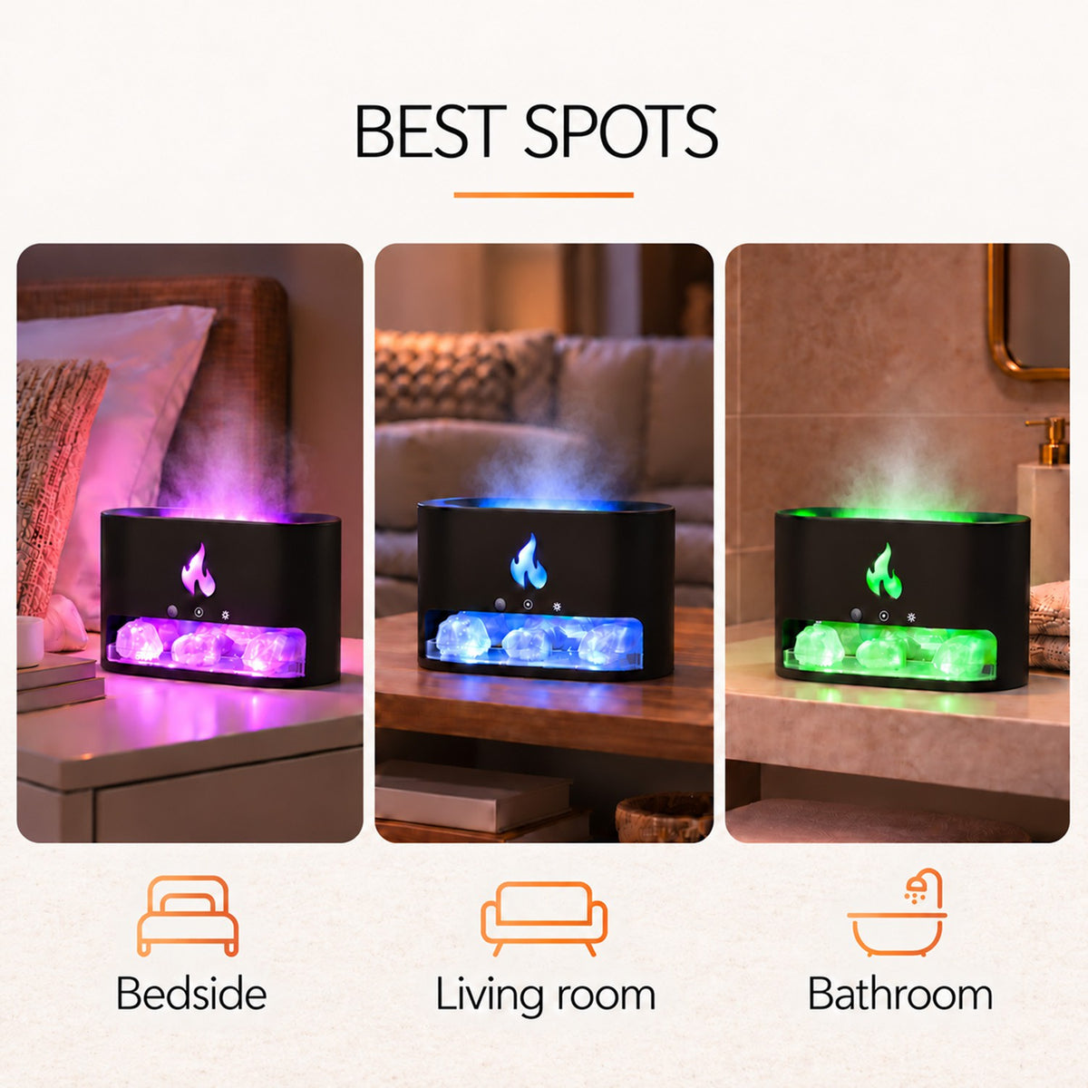 Himalayan Salt Fireplace Humidifier Lamp