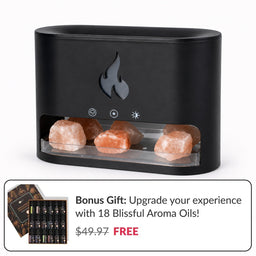 2x Himalayan Salt Fireplace Humidifier Lamp + 1 FREE Set of 18 Blissful Aroma Oils
