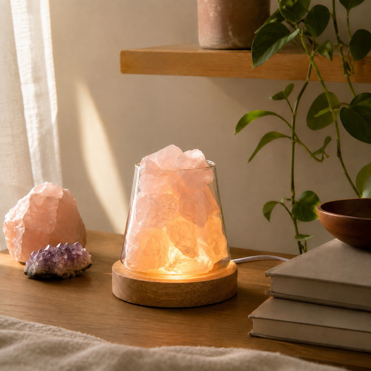 Raw Gemstone Essential Oil Diffuser With Light