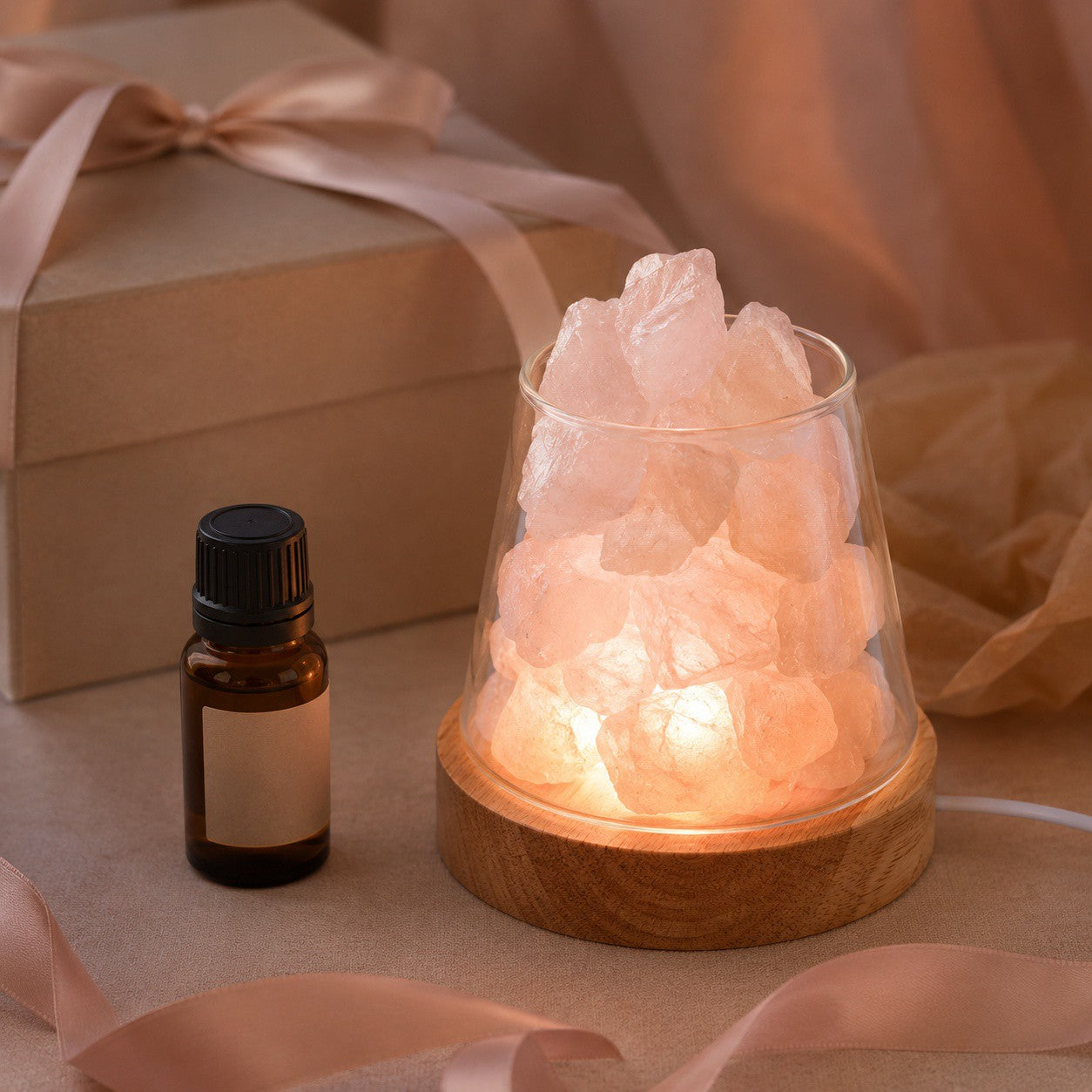 Raw Gemstone Essential Oil Diffuser With Light