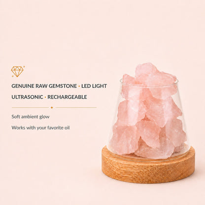 Raw Gemstone Essential Oil Diffuser With Light