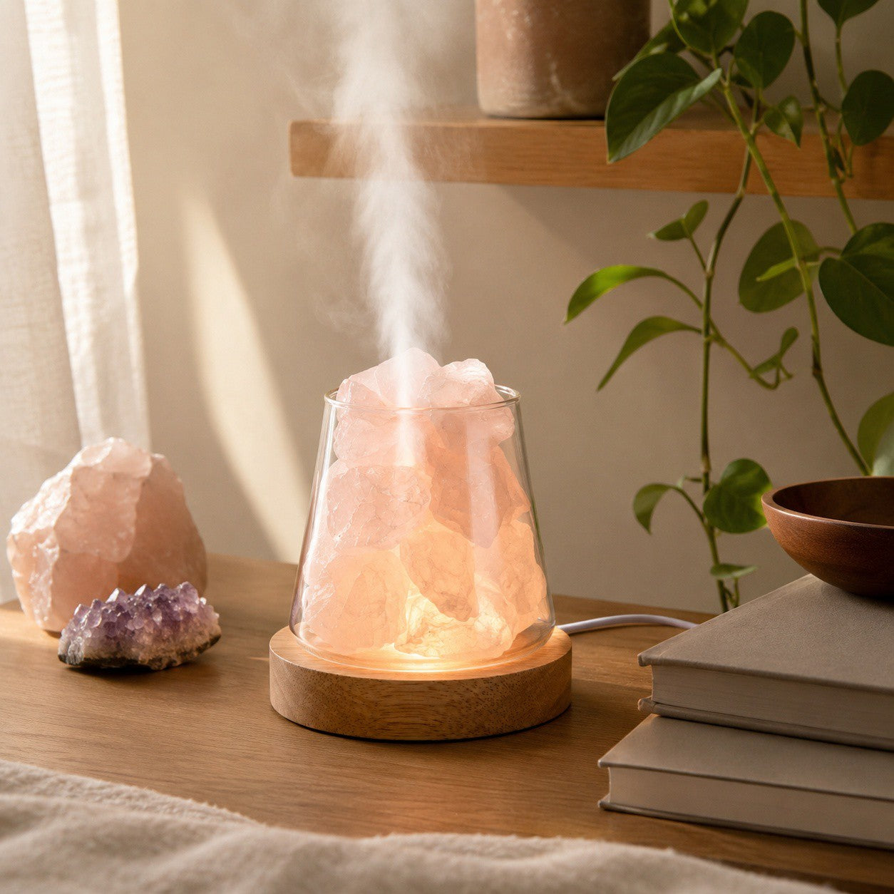 Raw Gemstone Essential Oil Diffuser With Light