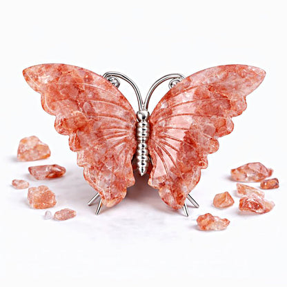Crystal Butterfly Carvings with Healing Stones