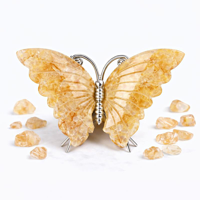 Crystal Butterfly Carvings with Healing Stones
