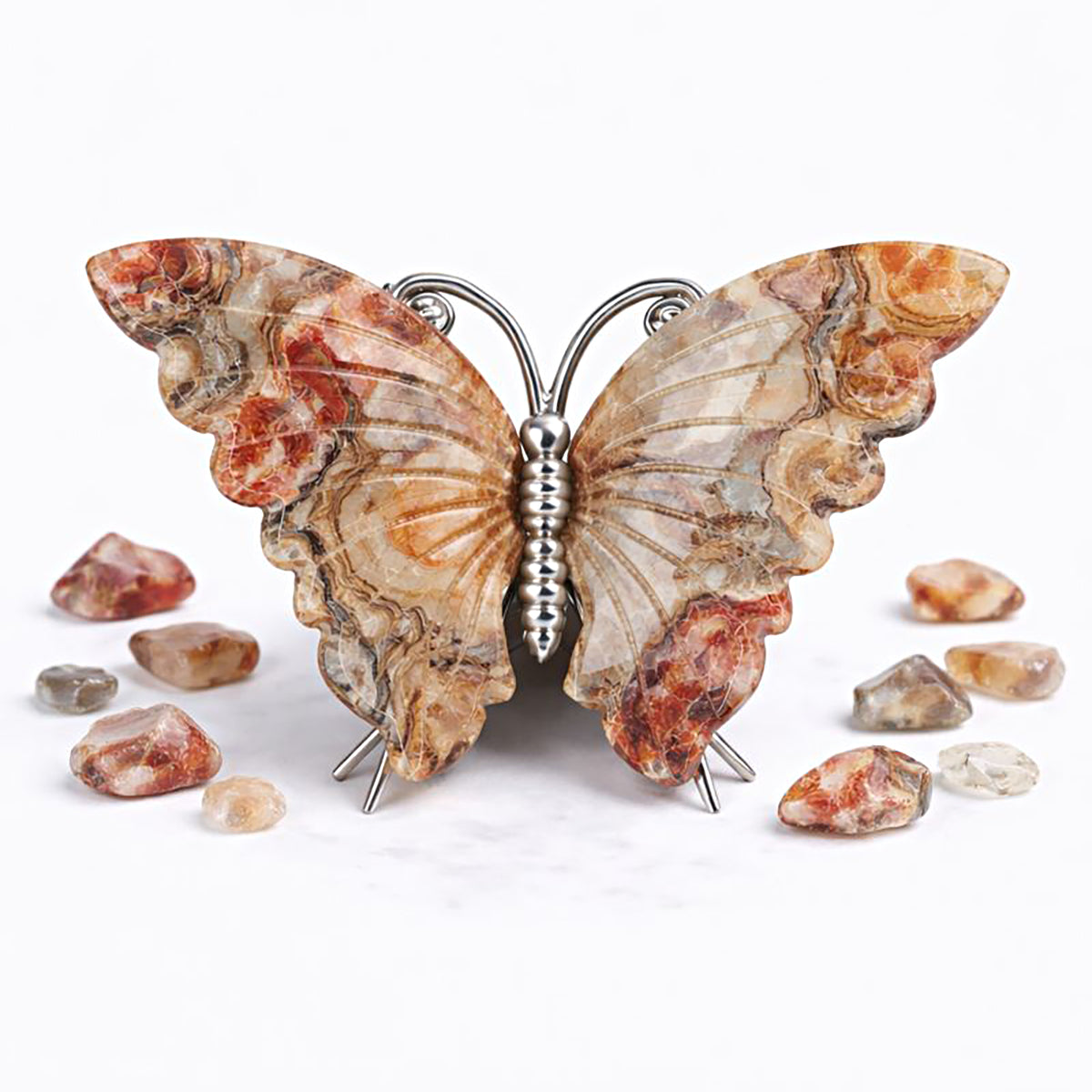 Crystal Butterfly Carvings with Healing Stones