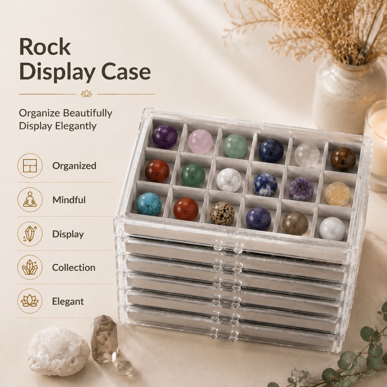 Crystal & Gemstone Display Case — Organize Your Crystals