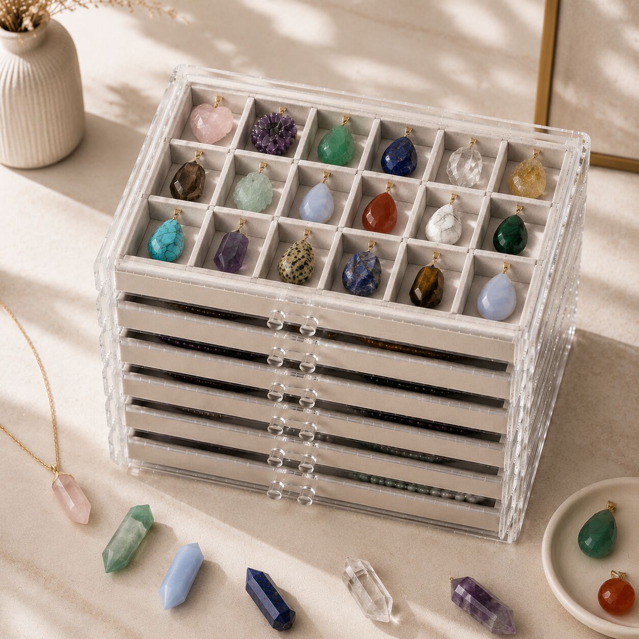 Crystal & Gemstone Display Case — Organized Elegance
