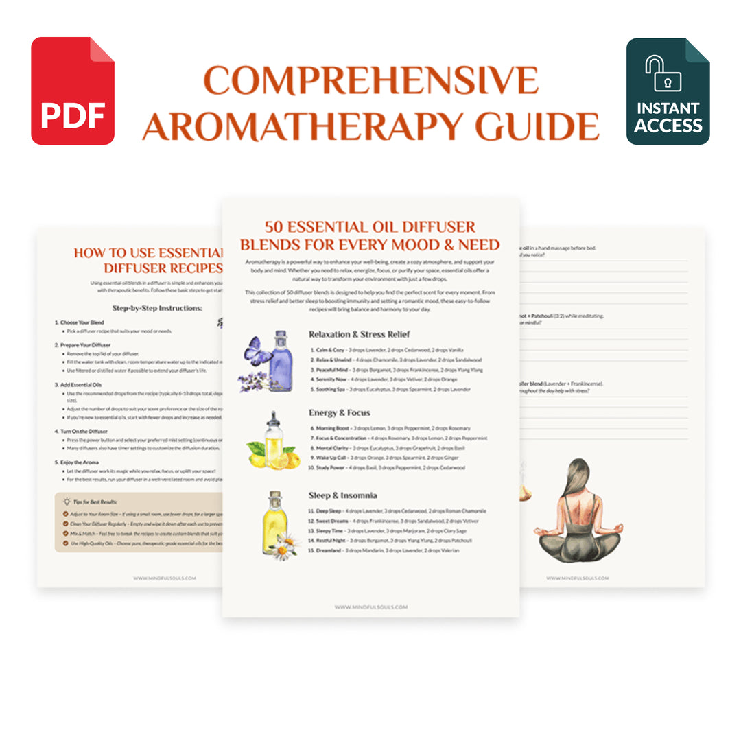 A Downloadable PDF Guide with 50 Essential Oil Diffuser Recipes & 30-Day Aromatherapy Guide for Stress Relief