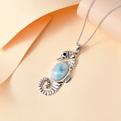 Green Larimar & Black Spinel Pendant Necklace – Protection, Power, & Elegance