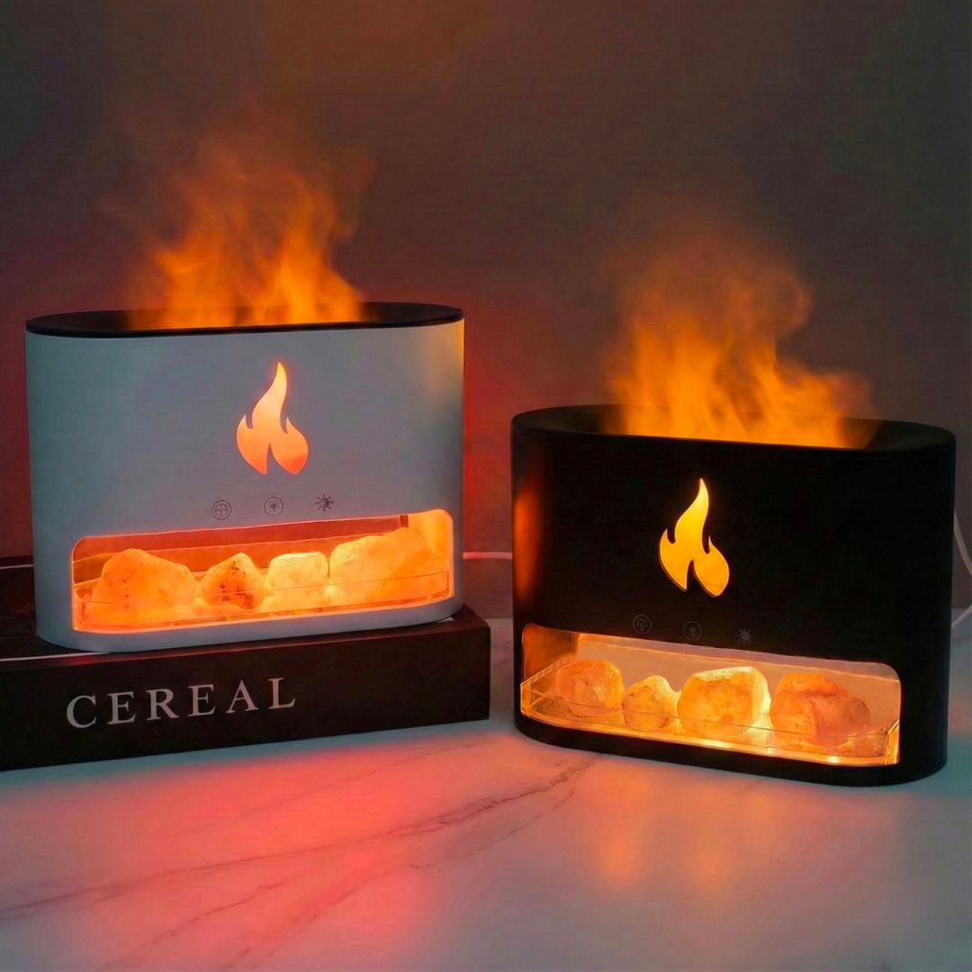 Himalayan Salt Fireplace Humidifier Lamp