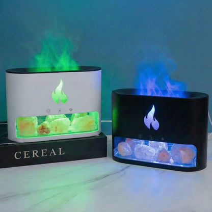 Himalayan Salt Fireplace Humidifier Lamp + FREE 18 Organic Essential Oils Set