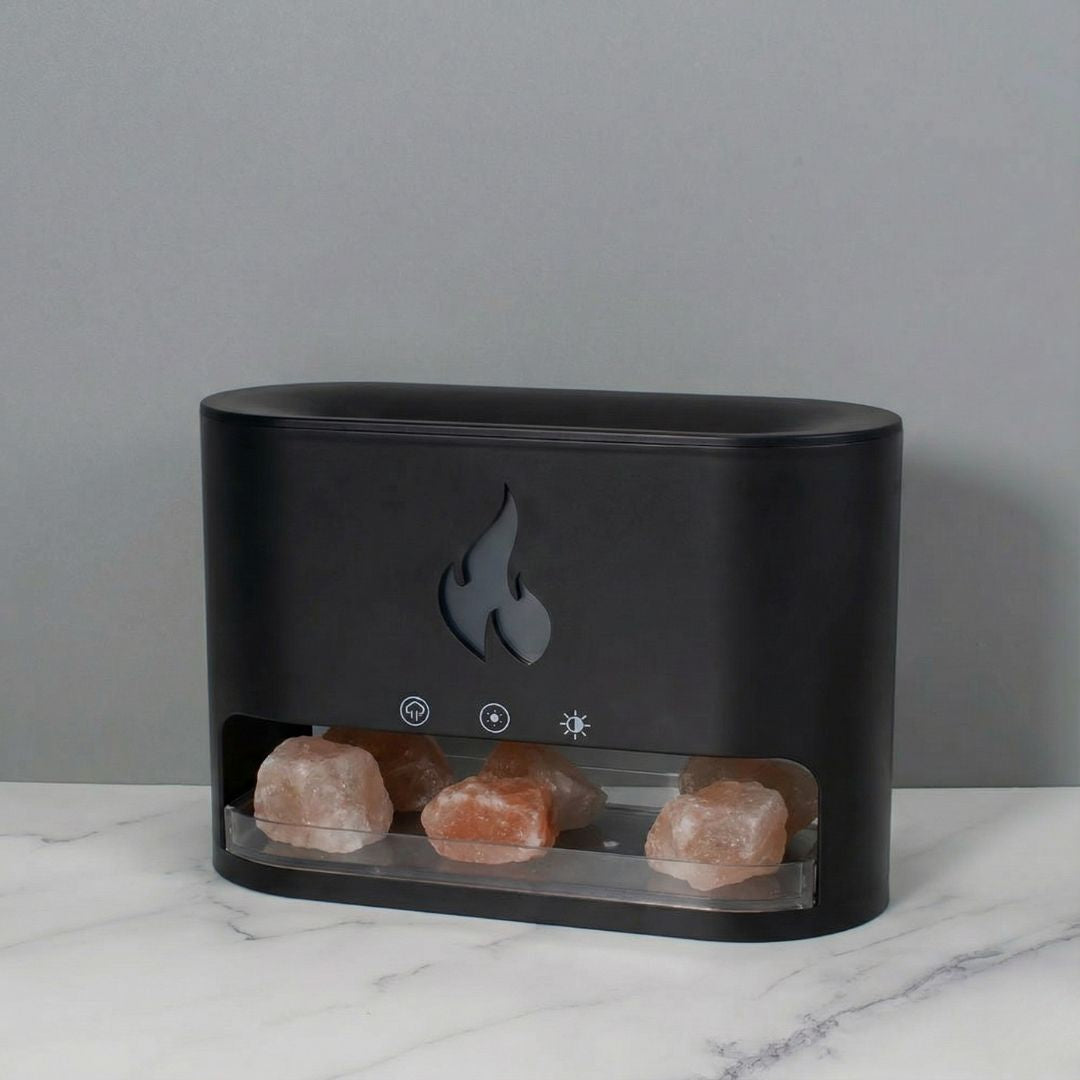 Himalayan Salt Fireplace Humidifier Lamp + FREE Natural Gemstone Christmas Tree