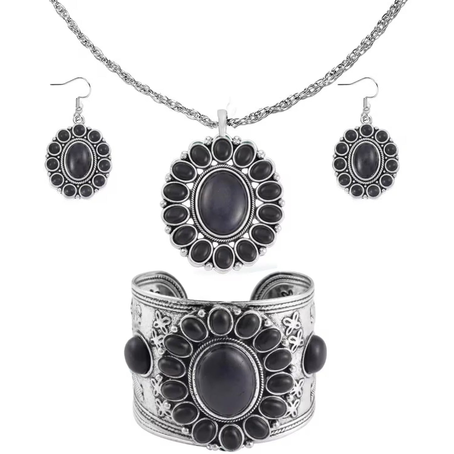Howlite Floral Cluster Jewelry Set