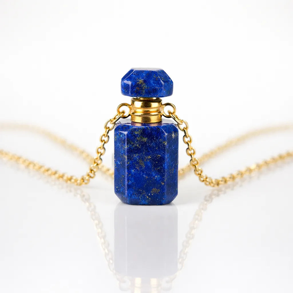 Engraved Gemstone Perfume Bottle Pendant — Embrace the Scent of Spiritual Energy