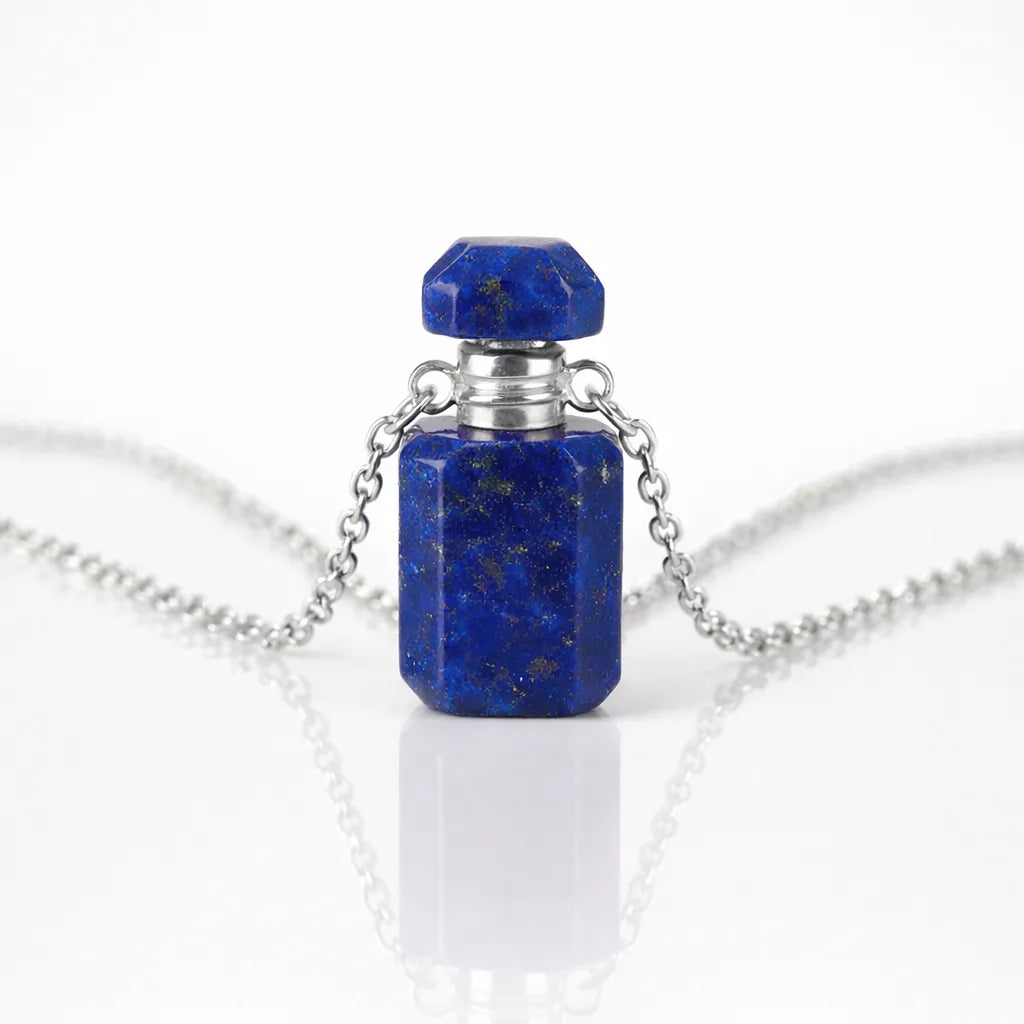 Engraved Gemstone Perfume Bottle Pendant — Embrace the Scent of Spiritual Energy