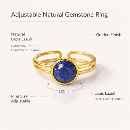 Adjustable Natural Gemstone Ring — Elegant Crystal Energy Jewelry