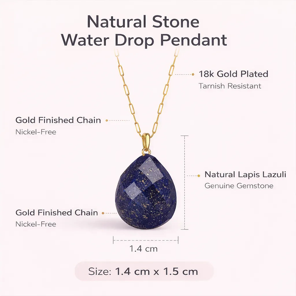 Natural Stone Water Drop Pendant — Embrace Serenity and Strength