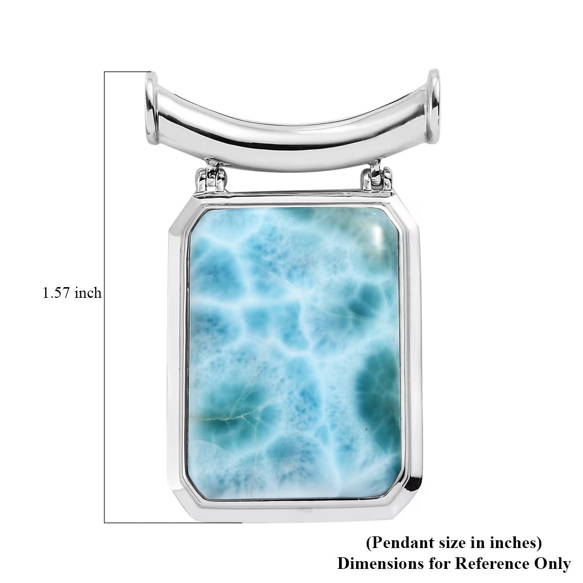 Larimar Solitaire Pendant in Rhodium Over Sterling Silver – An Emblem for Peace