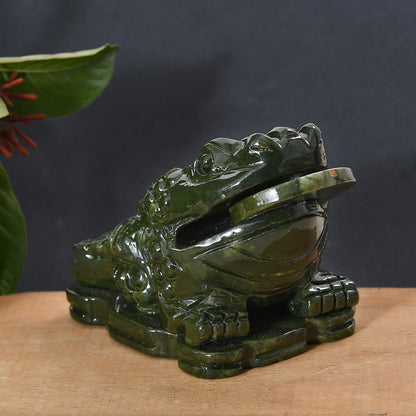 Hand Carved Feng Shui Wealth Money Toad Frog Serpentine
