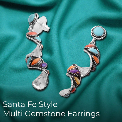 Sterling Silver Swirl Earrings with Kingman Turquoise – Grounding Energy in Motion