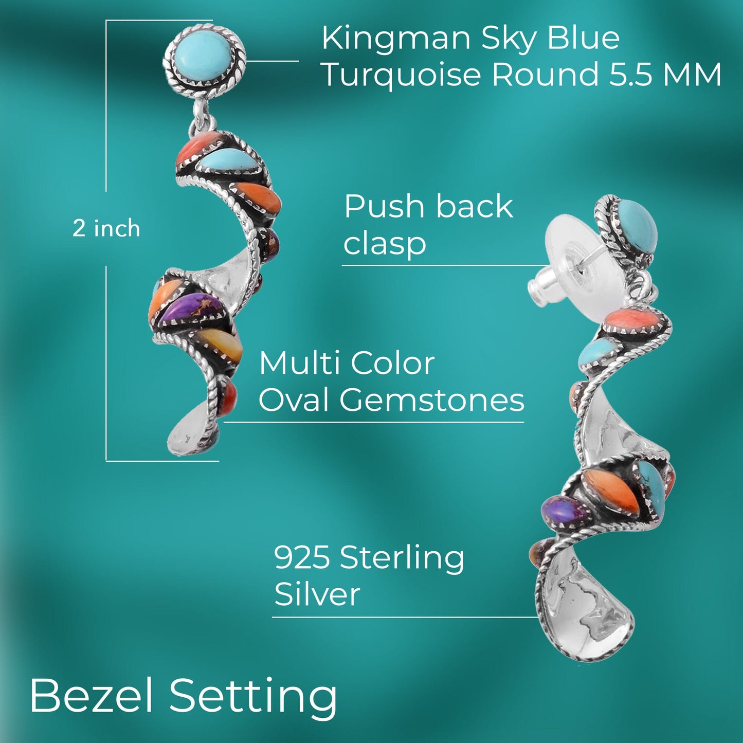 Sterling Silver Swirl Earrings with Kingman Turquoise – Grounding Energy in Motion