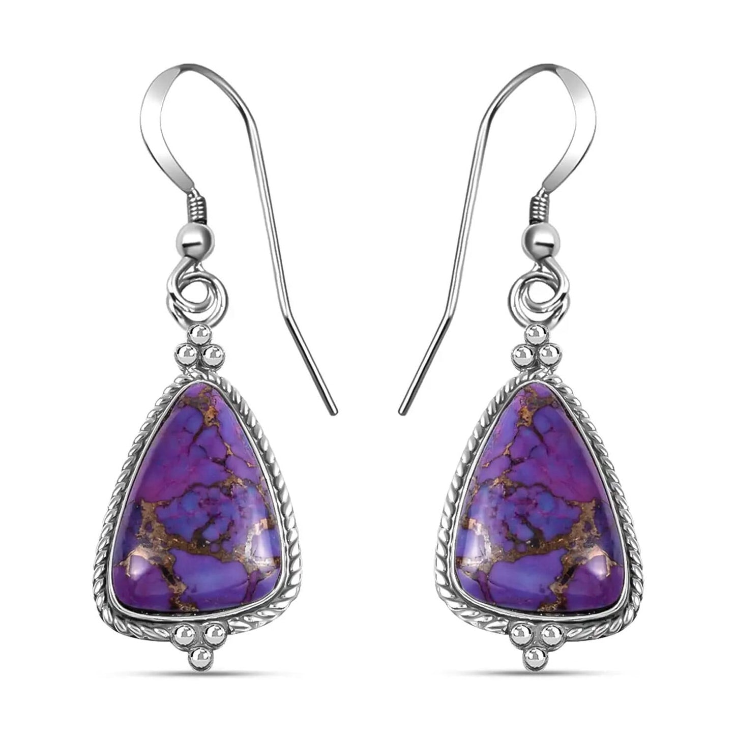 Sterling Silver Purple Turquoise Earrings – Inspired by Mystery & Artistry