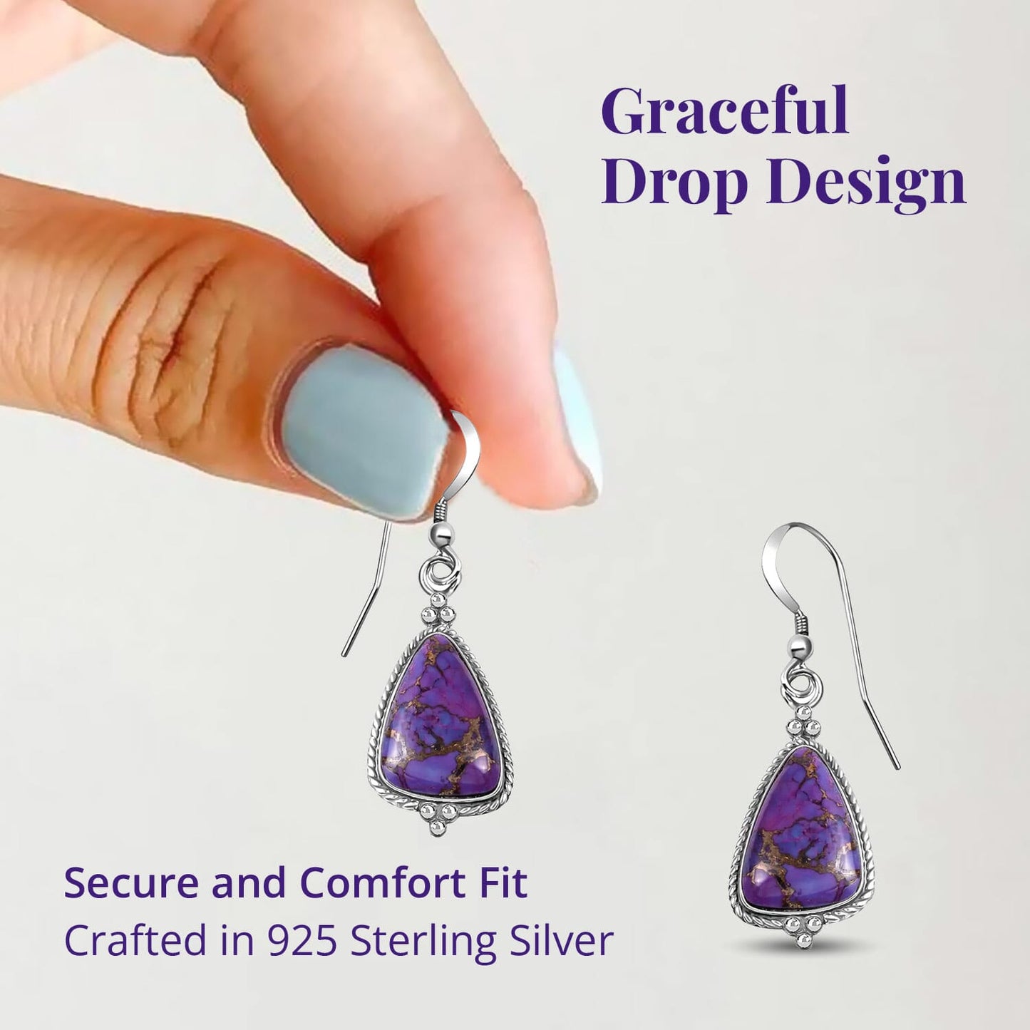 Sterling Silver Purple Turquoise Earrings – Inspired by Mystery & Artistry