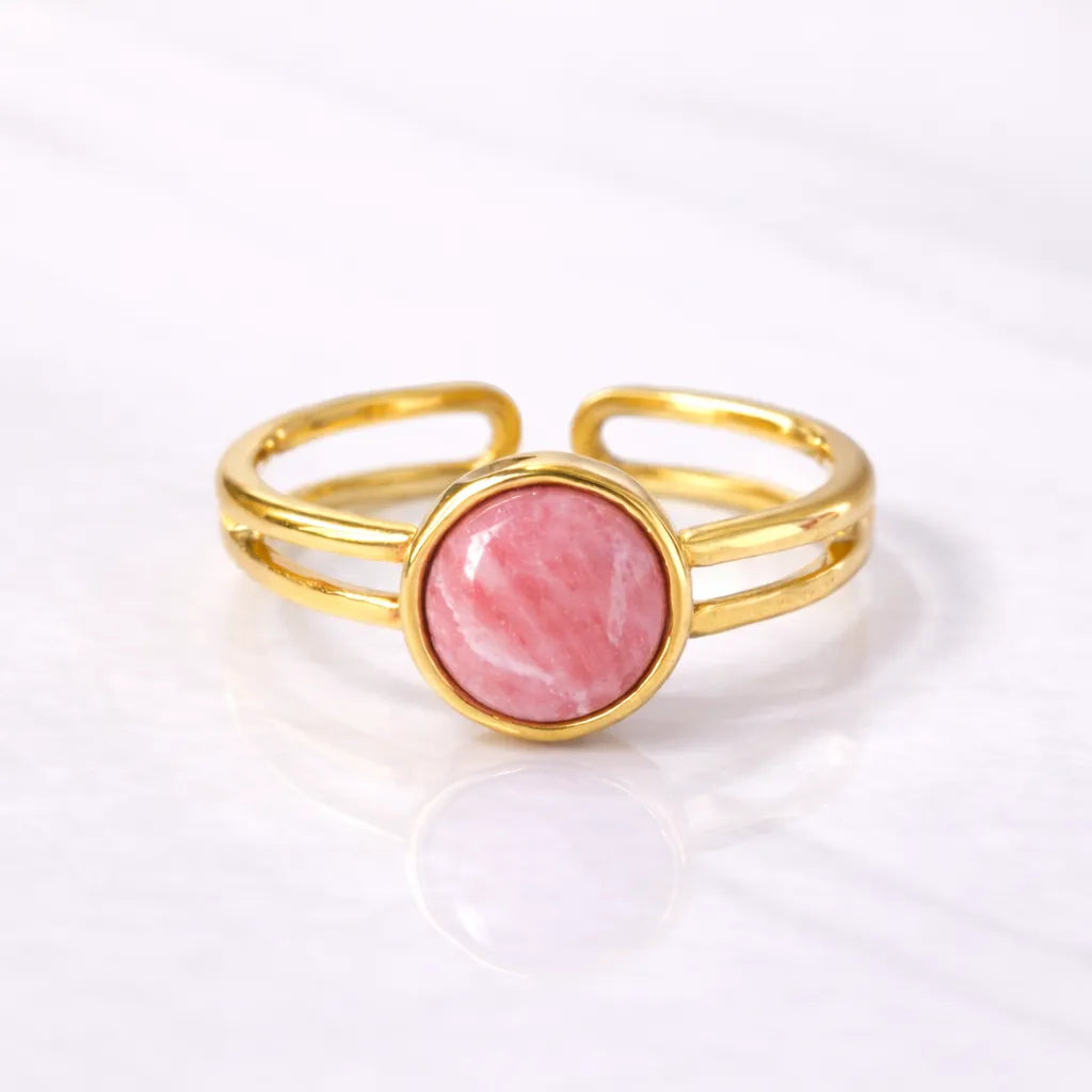 Adjustable Natural Gemstone Ring — Elegant Crystal Energy Jewelry