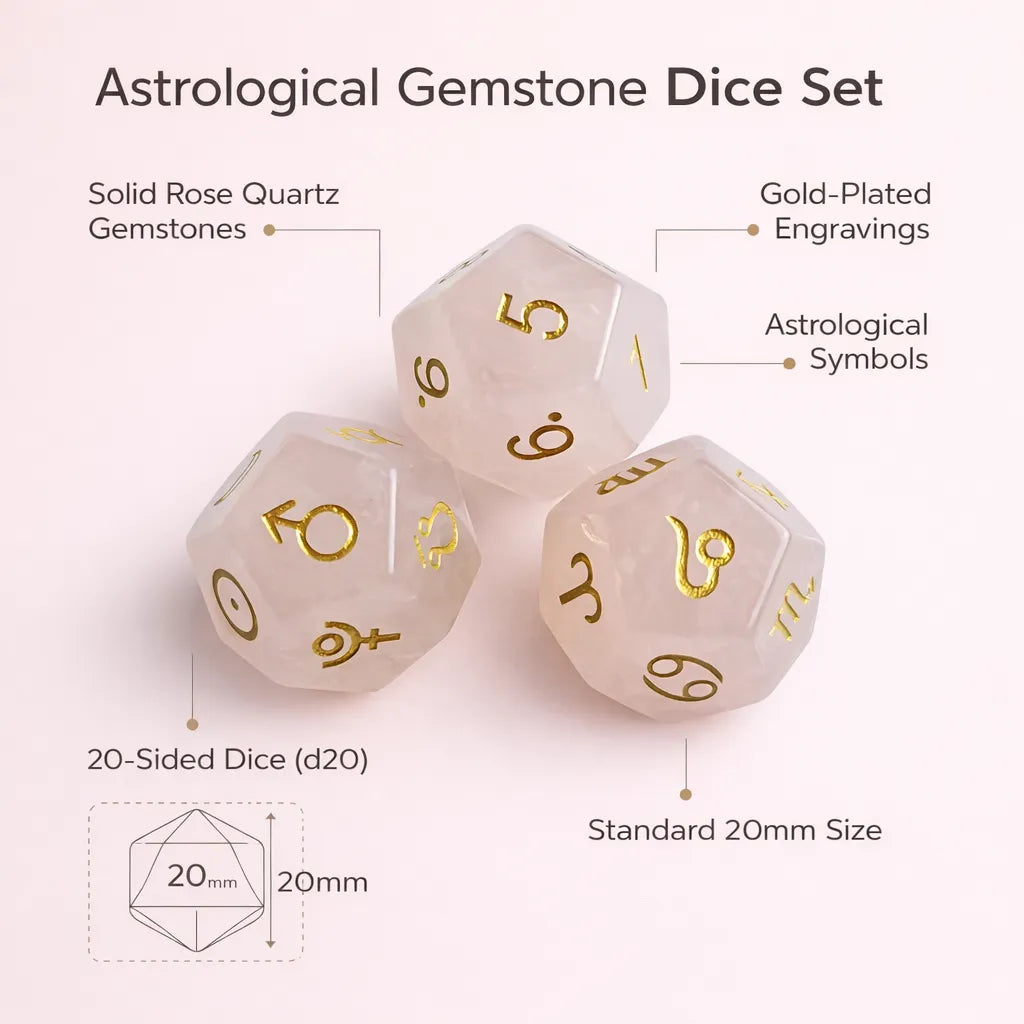 Astrological Gemstone Dice Set - Align Your Energy with Every Roll