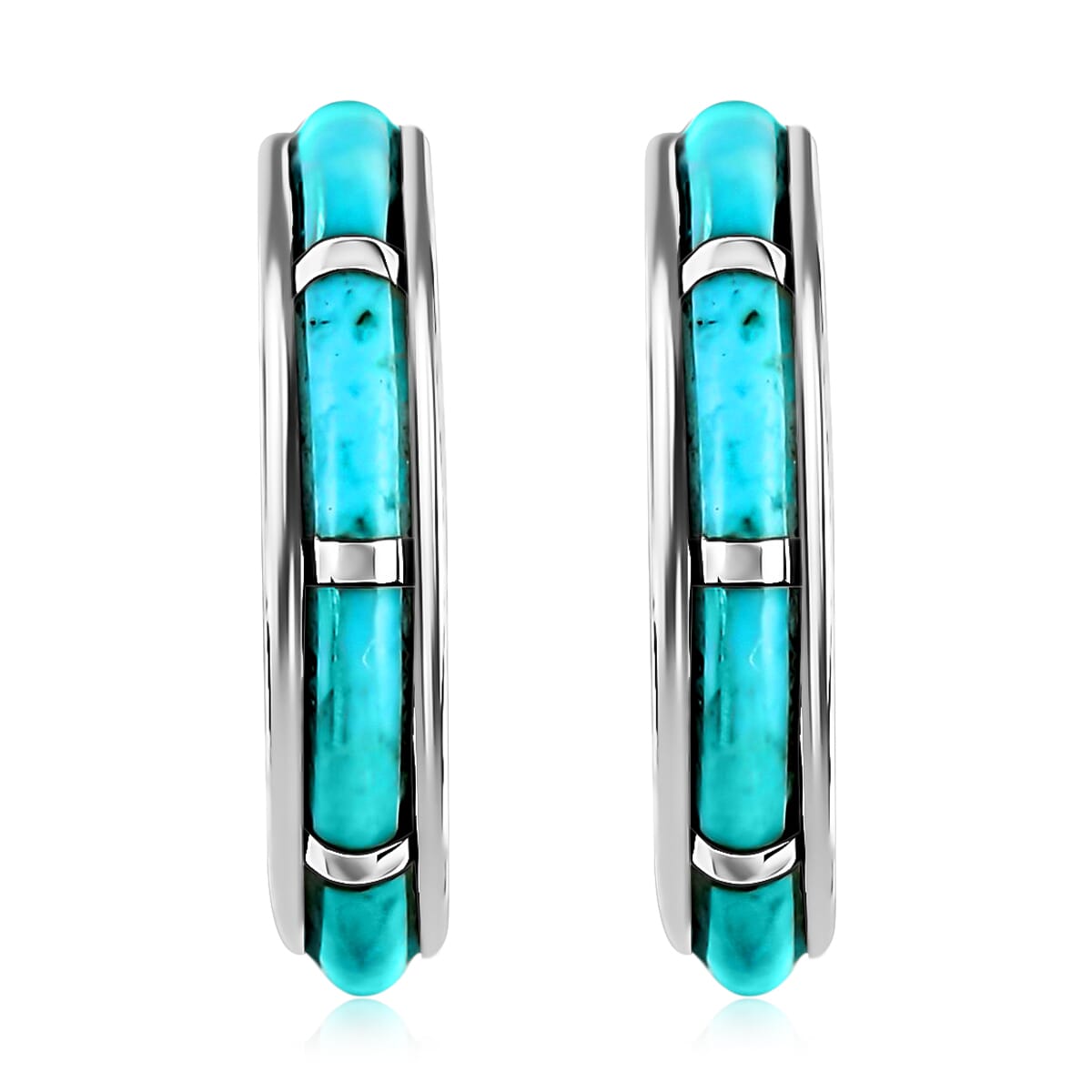 Santa Fe J-Hoop Earrings – Timeless Turquoise for the Free-Spirited (Sterling Silver)