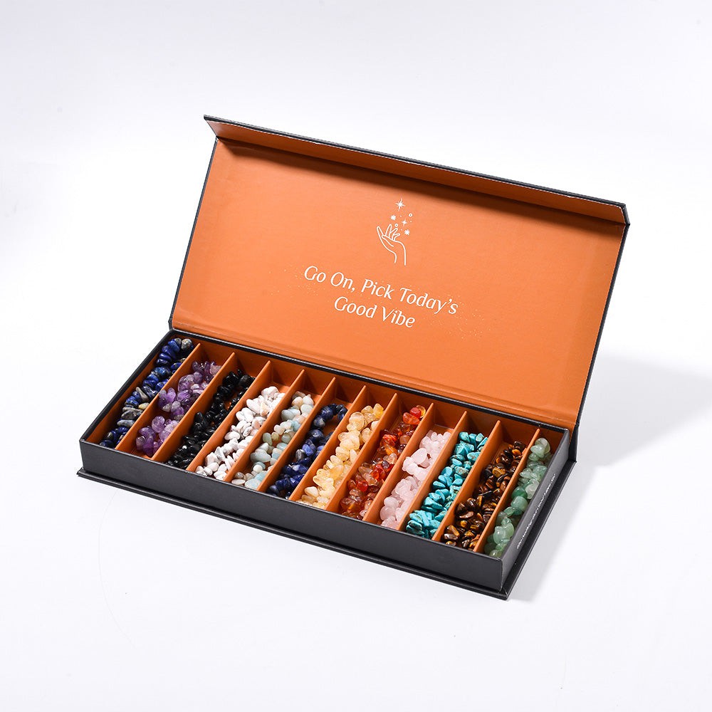 12 Natural Crystal Bracelets in a Box