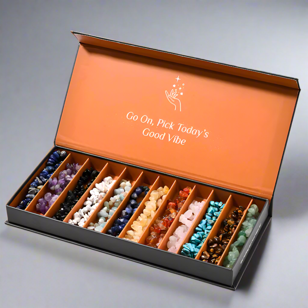 3x Natural Crystal 12 Bracelet Set with Storage Box