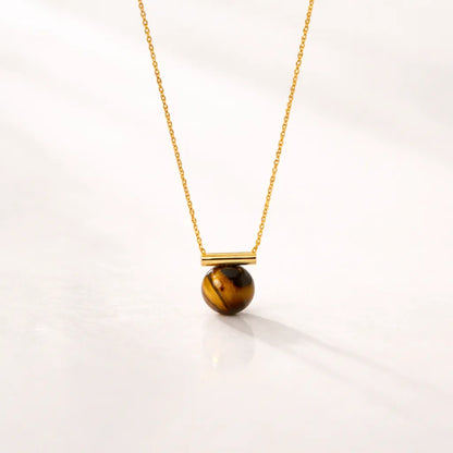 Tiger's Eye Gold-Plated Pendant Necklace — Grounding & Empowering Energy