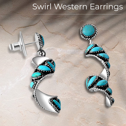 Sterling Silver Swirl Earrings with Kingman Turquoise – Grounding Energy in Motion