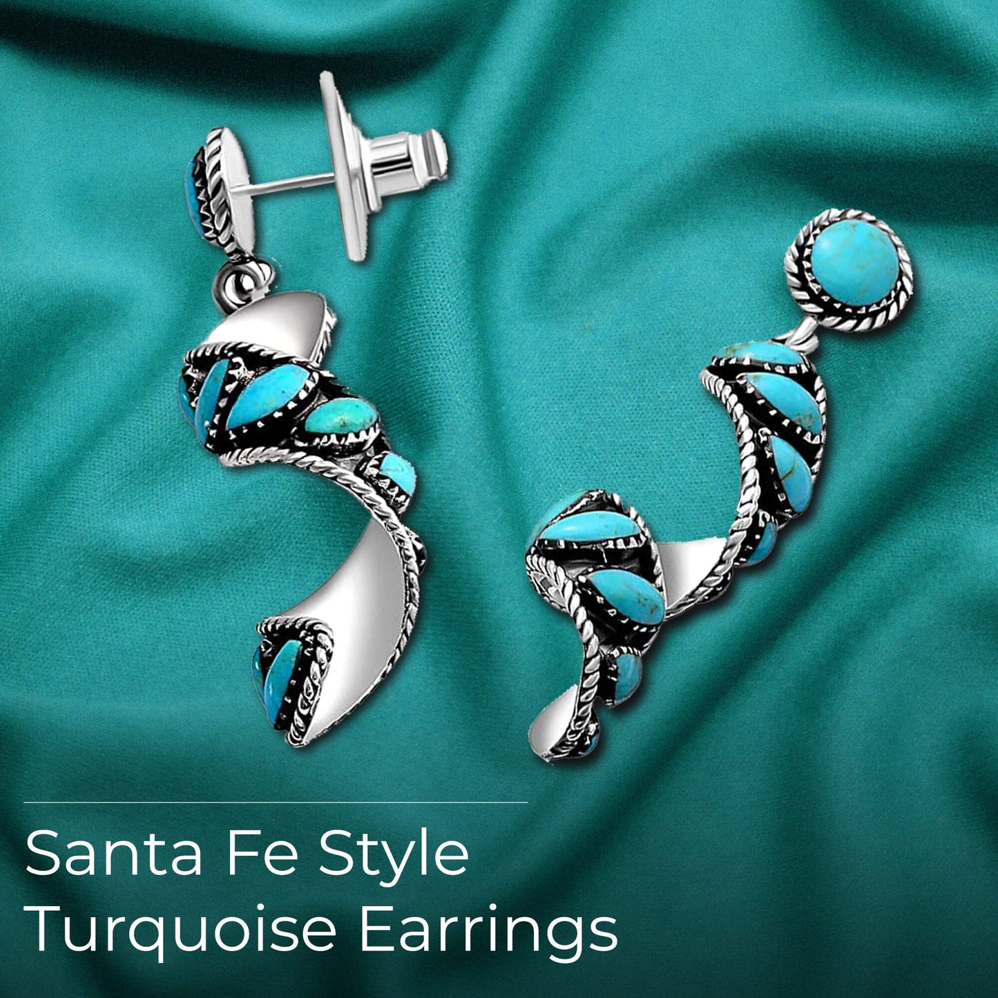 Sterling Silver Swirl Earrings with Kingman Turquoise – Grounding Energy in Motion