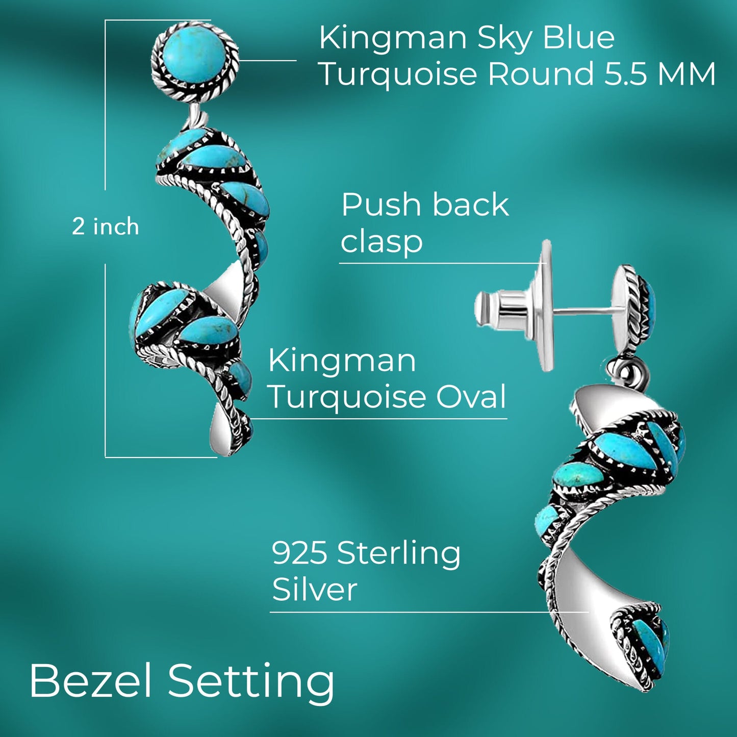 Sterling Silver Swirl Earrings with Kingman Turquoise – Grounding Energy in Motion