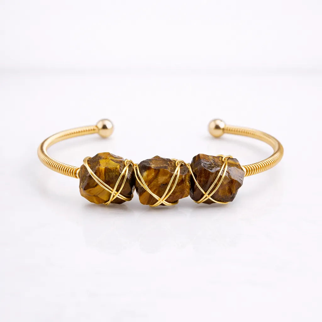 Natural Crystal Raw Stone Bracelet — Healing Energy in Every Bead