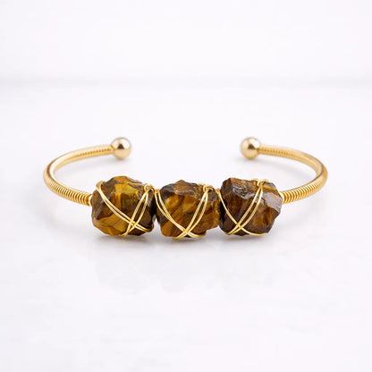 Natural Crystal Raw Stone Bracelet — Healing Energy in Every Bead