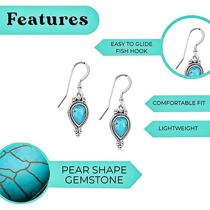 Turquoise Solitaire Earrings in Sterling Silver – Timeless Energy & Beauty