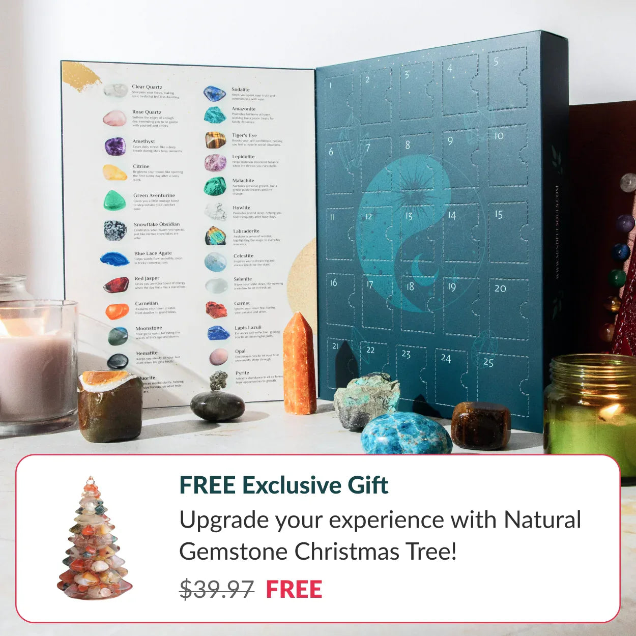 25-Day Crystal Advent Calendar + Crystal Christmas Tree FREE gift