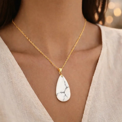 Long Teardrop Healing Crystal Necklace — Natural Gemstone Pendant