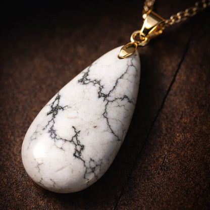 Long Teardrop Healing Crystal Necklace — Natural Gemstone Pendant