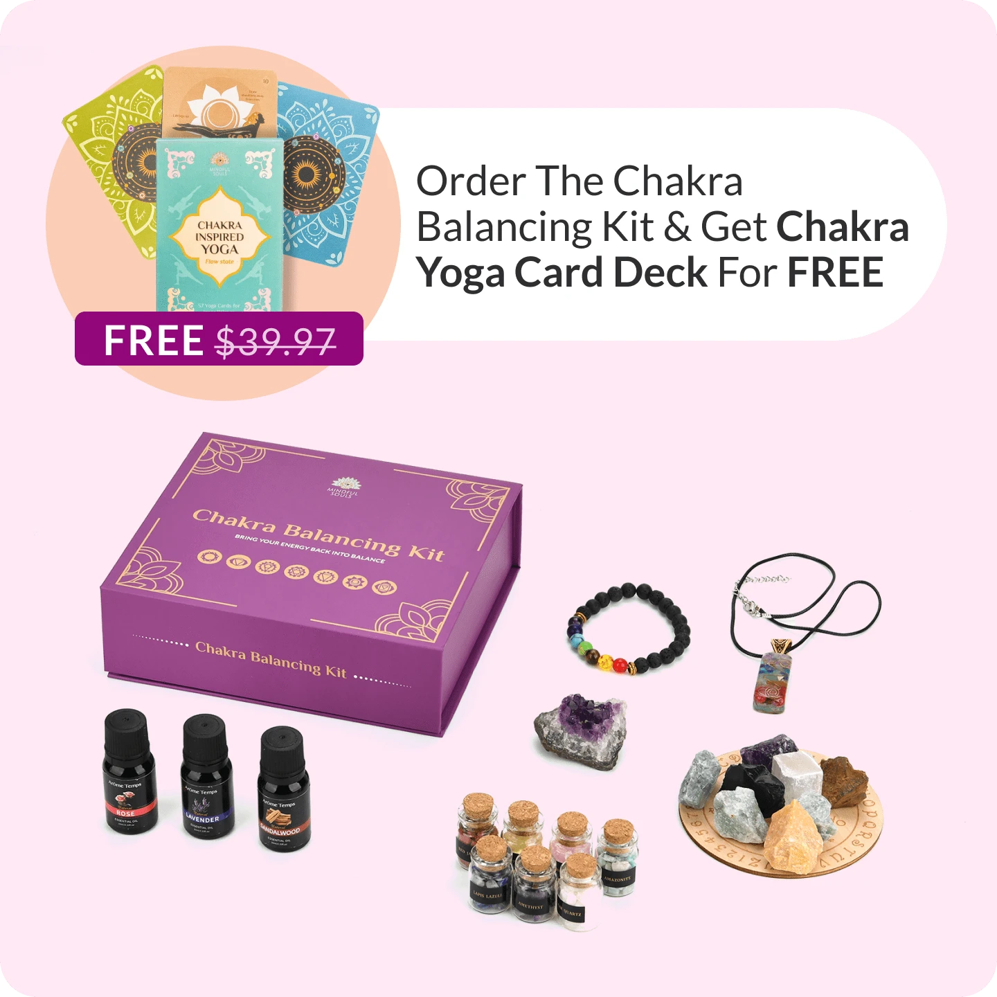 Complete Chakra Balancing Kit – 22-Piece Set + FREE Yoga Deck