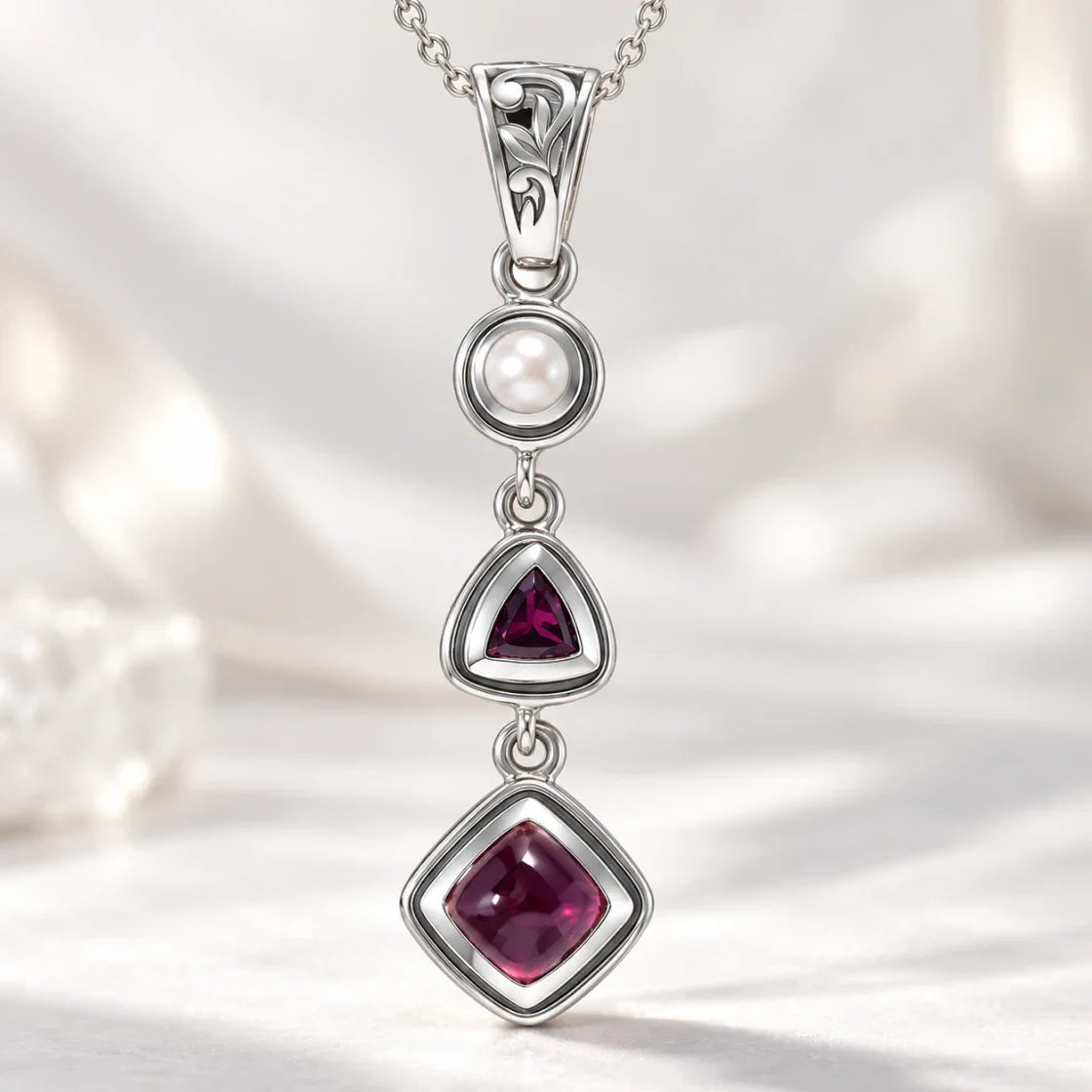 Ruby Pearl Pendant – Vintage Red Gemstone Crystal Jewelry
