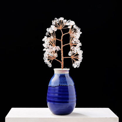 Tree of Life Crystals with Ceramic Vase