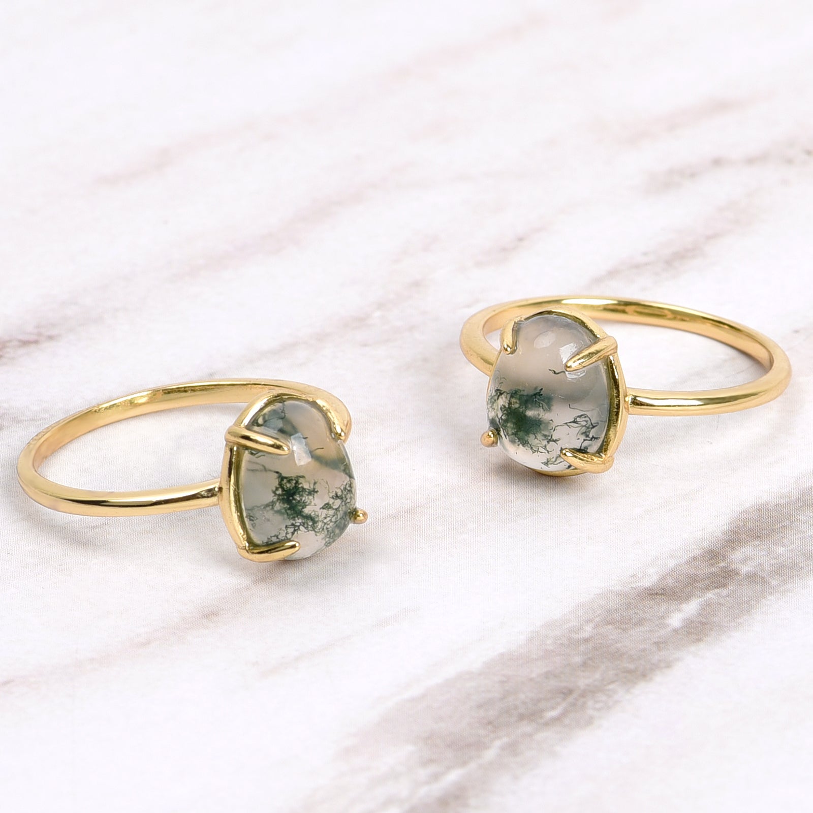 Vintage Green Moss Agate Ring