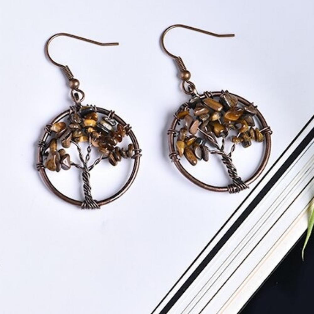 Tree of Life Wire Crystal Earrings