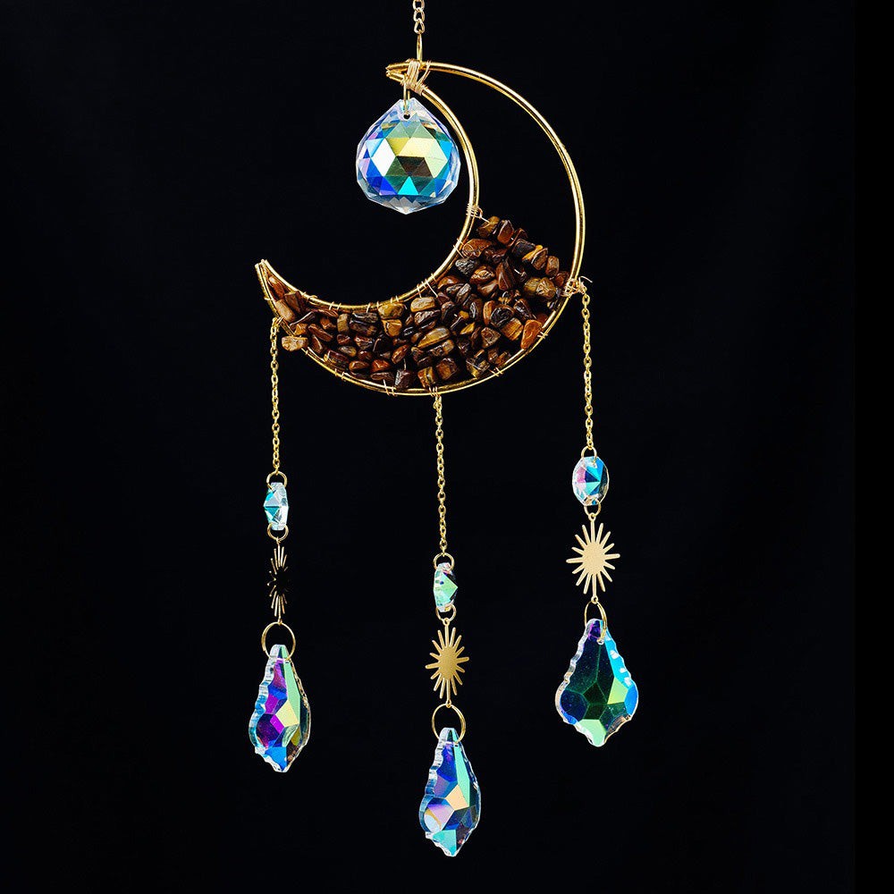 Crescent Moon Gemstones Wind Chime