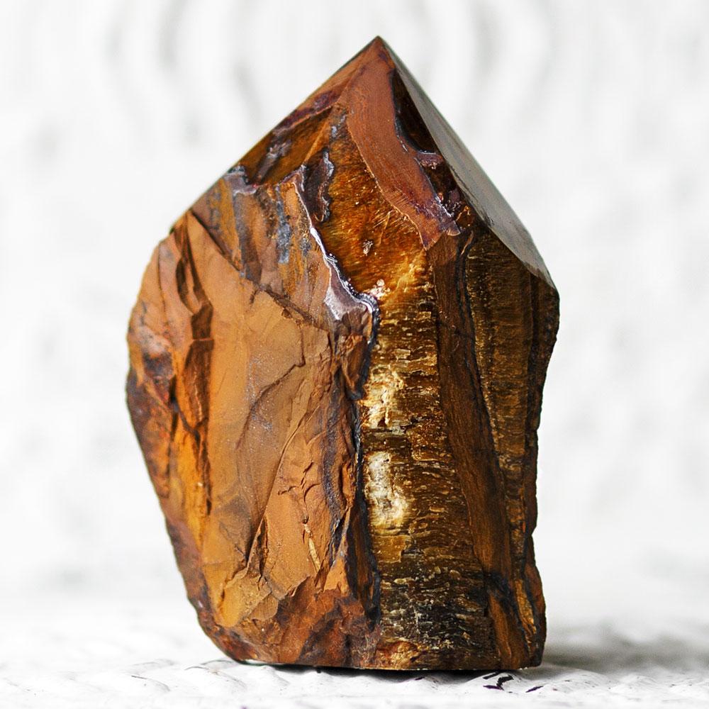 Raw Tiger Eye Crystal Point with Natural Sides