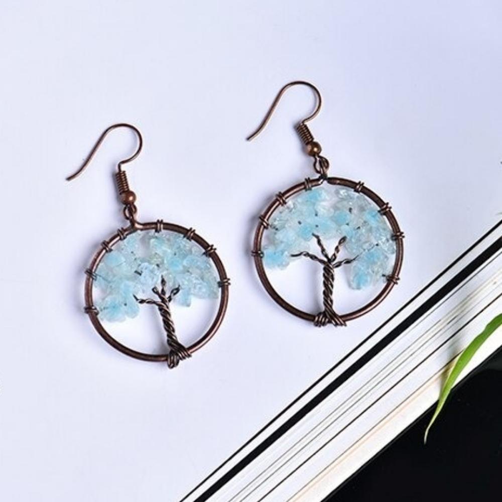 Tree of Life Wire Crystal Earrings